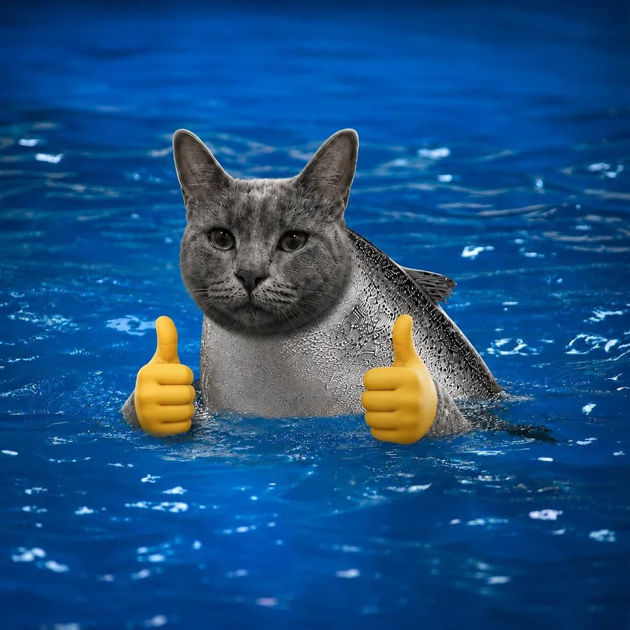 KOTFISH in open ocean giving two thumbs up